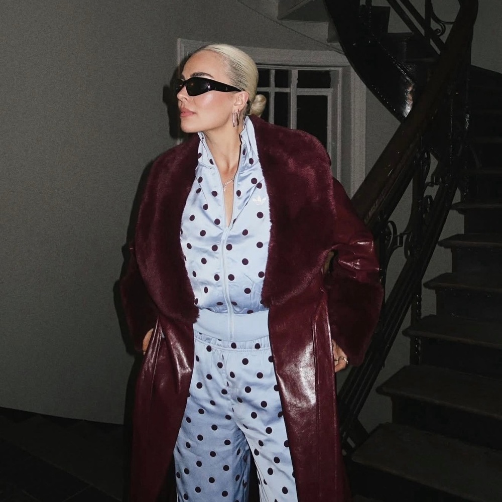 Light Blue Polka Dot Track Pants and Jacket
